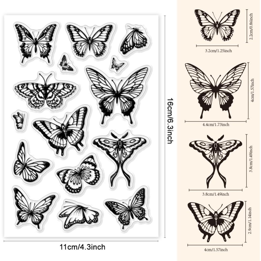 Butterfly Rubber Sheet - 1 folha de carimbo transparente para