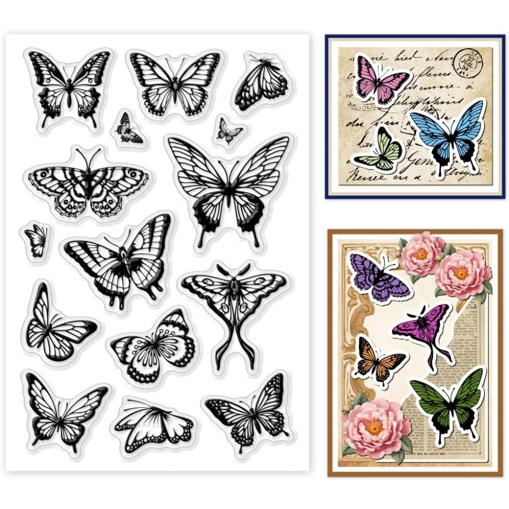 1 folha de carimbo transparent - Butterfly Rubber Sheet avaliação e preço